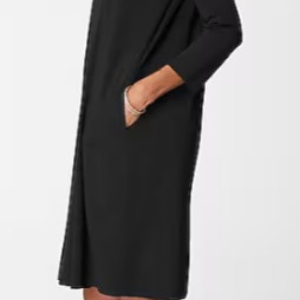 J Jill Dress Wearever black Long Sleeve Jersey Knit Pleated Pullover M